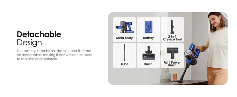 Tineco Pure ONE S50 Pro Cordless Stick Vacuum Cleaner, 200AW Powerful Suction, Zero Tangle Brush, 95Min Runtime, 180° Foldable Tube, 120° Green Light, Easily Tackles Large Debris Stick Vacuum