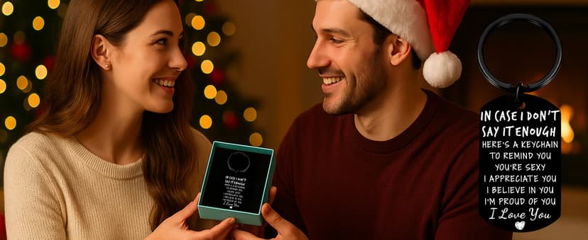 Gifts for husband Boyfriend I Love You Gifts for Him Her Wife Girlfriend Mens Stocking Stuffers, Gift Box, Engraved Keyring Boyfriend Keychain Husband Anniversary Christmas Valentines Birthday Gifts B0DSS766P4