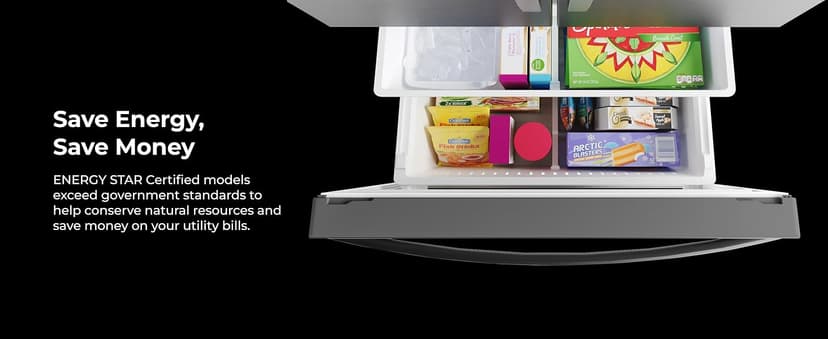 Kenmore 36" French Door Refrigerator with Freezer - Accela Chill, Adjustable Shelving, Humidity Controlled Crispers, ENERGY STAR Certified, 20.3 cu. ft. Capacity, Fingerprint Resistant Stainless Steel