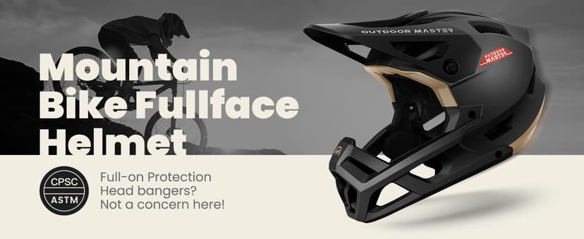 OutdoorMaster Full Face Mountain Bike Helmet for Men & Women-Two Removable Chin Pad Mountain Bike Helmet Grizzly, Ventilation Lightweight Racing Downhill DH BMX MTB Helmet