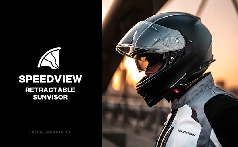 ScorpionEXO Ryzer Full Face Motorcycle Helmet with Pinlock Ready Shield with Integrated Speaker Pockets DOT ECE Approved Solid (Matte Black - X-Large)