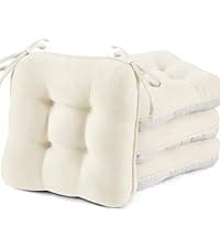 BETU Chair Cushions for Dining Chairs Set of 4,3.5" Thick Kitchen Table Chair Pads with Ties,Non Slip Backing and Covers, Seat Cushion for Dining Room,Bar,Patio Chairs,15.5"X15.5"X3.5",Beige