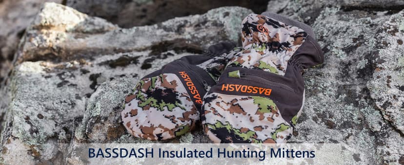 BASSDASH Men’s Insulated Mittens Winter Camo Hunting Gloves Water Resistant for Cold Weather Outdoor Activities HG04M