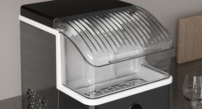 Kismile Nugget Ice Makers Countertop,Portable Ice Machine with Crushed Ice, 35lbs/Day,Self-Cleaning,One-Click Operation for Home Use(Silver)