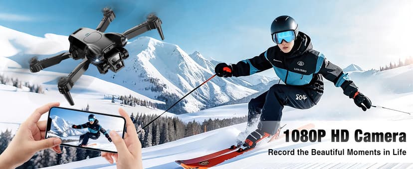 Drone with Camera 1080P HD,Mini Drone for Beginners Kids Adults,Foldable RC Quadcopter with Stable Hover,Trajectory Flight,One Key Take Off/Land,2 Batteries,Toys for Boys and Girls(Black)