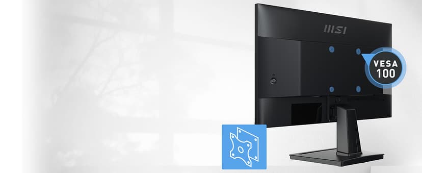 msi PRO MP225V, 22-inch, 1920 x 1080 (FHD) Computer Monitor, 100Hz, Adaptive-Synch, HDMI, Video Port, Low Blue Light, Eye-Q Check, VESA Mountable, Tilt, 1ms, Black