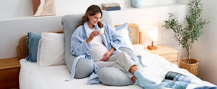Removable Cover, Support for Back, Legs, Belly, Hips for Pregnant Women, Side Sleeper, Pregnancy Gifts & Essentials, 57 Inch Momcozy Cooling Pregnancy Pillow - U Shaped Full Body Maternity Pillow B09V4C1GDF