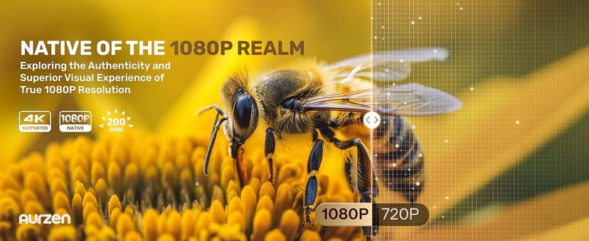 Aurzen EAZZE D1 Smart Projector with WiFi and Bluetooth, Netflix-Officially-Licensed, Auto Focus & Keystone, DoIby Audio, Zoom, Native 1080P Movie, Portable Outdoor Mini Projector, White