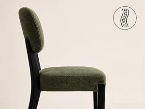 OVENTA Modern Armless Dining Chairs Set of 4, Mid-Century Contemporary Side Chairs with Solid Rubber Wood Legs, Beige Upholstered Fabric Accent Chairs for Dining Room, Kitchen, Living Room