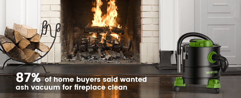 VANPORE Ash Vacuum Cleaner 5.2 Gallon with 1200w Suction Power&Wheeled Base, Ash Vacuum for Pellet Stoves, Fireplaces, Grill, Wood Stove, Fire Pits,Green