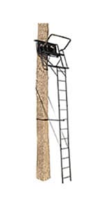 Muddy 2-Person Ladder Tree Stand for Deer Hunting, The Partner, 17' Tall, Black - Adjustable Climbing Treestand with Platform, Straps and Safety Harness for Shooting