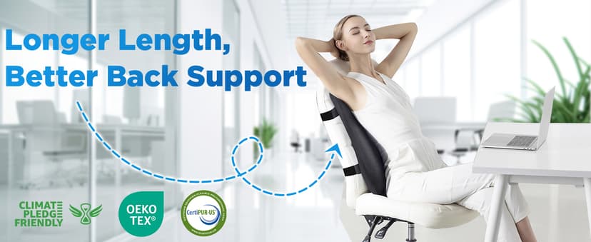 Teemour High Back Support Pillow for Office Chair, Fully Support Back Cushion - Memory Foam Lumbar Support Pillow for Office Chair, Desk, Gaming Chair, Promotes Posture Pain Relief Adjustable Straps