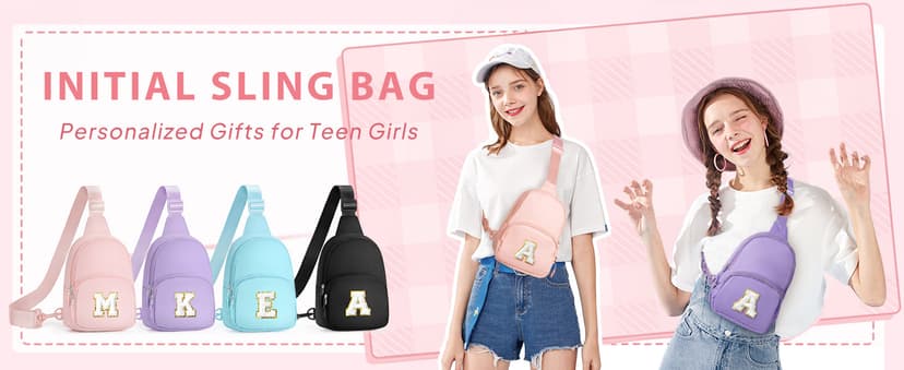 Gifts for Teen Girls Kids, Birthday Gifts for Daughter Sister, Initial Crossbody Bag Sling Bag, Teens Girls Kids Birthday YOOLIFE Teen Girls Kids Gifts for 6 7 8 9 10 11 12 13 Year Old Girl, Pink A B0FNM68MPQ
