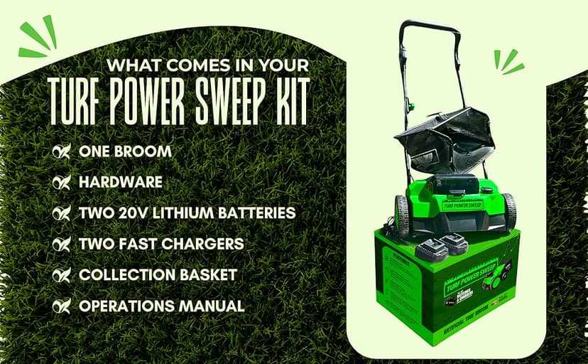 Turf Power Sweep by Turf Product Solutions - Cordless Battery Powered Artificial Grass Power Sweeper