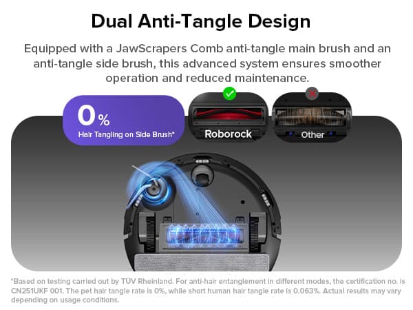 roborock Q10 S5+ Robot Vacuum and Mop, 10,000Pa Suction, Upgraded from Q8 max+, 70 Days Self-Emptying, Obstacle Avoidance, Sonic Mopping, Dual Anti-Tangle Design, Auto Mop Lifting, Ideal for Pet Hair