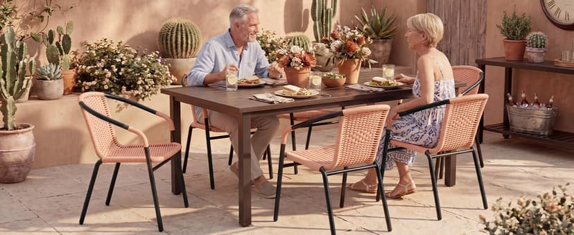 JEAREY Outdoor Patio Rattan Dining Chairs Set of 4, All Weather Stackable Dining Chairs for Lawn, Restaurant, Garden, Beige