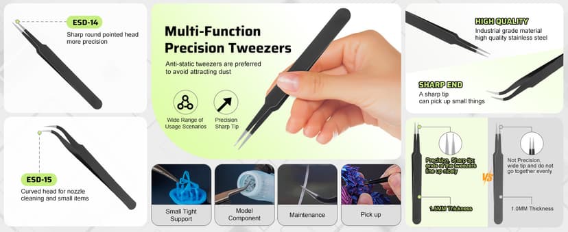 3D Printer Tools Kit, 34pcs 3D Printer Accessories for All FDM/SLA Printers Includes Nozzle Cleaning, Removal Scrapers, Finishing Tools, 5 Types of Files,Brushes, Wire Cutter, Engraving Knife