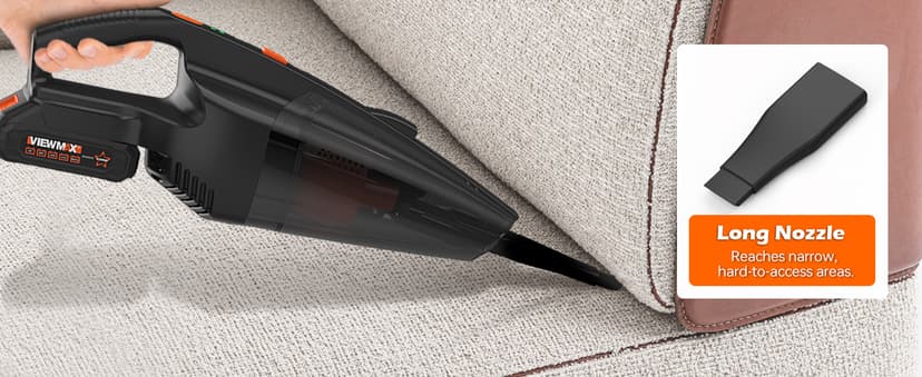 Viewmax Pet Hair Vacuum, Handheld Vacuum Cordless Rechargeable with LED, 10000Pa Suction, 20V Lightweight Portable Hand Vacuum with Multi-Nozzles & Washable HEPA Filter for Pet Hair, Car and Home