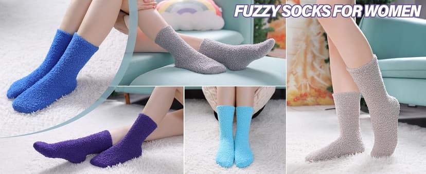 LINEMIN Womens Fuzzy Socks Cozy Fluffy Winter Warm Slipper Socks Microfiber Soft Home Sleeping Socks B09BN6Q93J