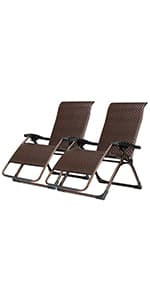 VINGLI Upgraded Zero Gravity Chair Set of 2 Lounge Outdoor Chairs with Trays and Pillows, Folding Patio Recliner Chairs for Backyard Poolside Garden