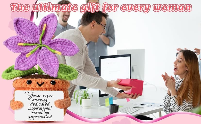 Handmade Friendship Crochet Purple Lily Flower Doll with Appreciation Card – To My Friend Gift for Best Friend Woman, BFF, Bridesmaid, Coworker, Her – Graduation, Birthday, Wedding, Christmas