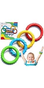 Sensory Toys for Kids Babies Toddlers 4 Pack, P Shape Baby Teething Toys for 3-6 6-12 Months Oral Motor Stimulation, Sensory Chew Toys for Autistic Children, Silicone Chewy Necklaces for Kids Adults