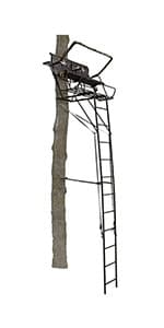 Muddy 2-Person Ladder Tree Stand for Deer Hunting, The Partner, 17' Tall, Black - Adjustable Climbing Treestand with Platform, Straps and Safety Harness for Shooting