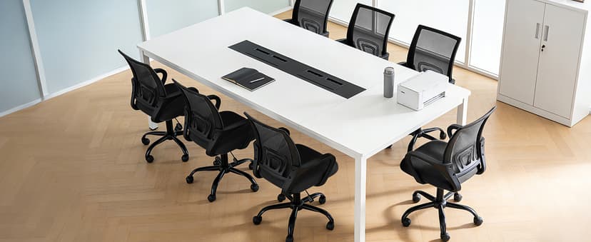 OLIXIS Office Desk Chair - Ergonomic Mid Back with Lumbar Support & Rocking Mode, Height Adjustable with Fixed Armrest, Storage Back for Computer, Gaming, Conference, Meeting, 360° Swivel, Black