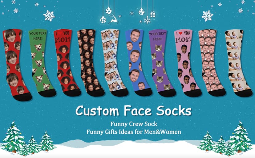 TinyName Custom Socks with Faces Personalized Face Sock with Text Customized Funny Socks for Men and Women