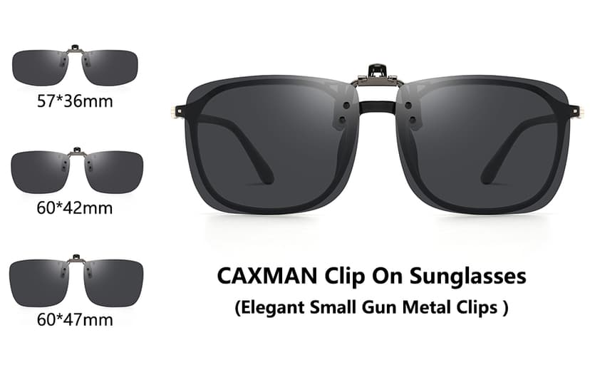 CAXMAN Polarized Clip On Sunglasses Over Prescription Glasses for Men Women UV Protection