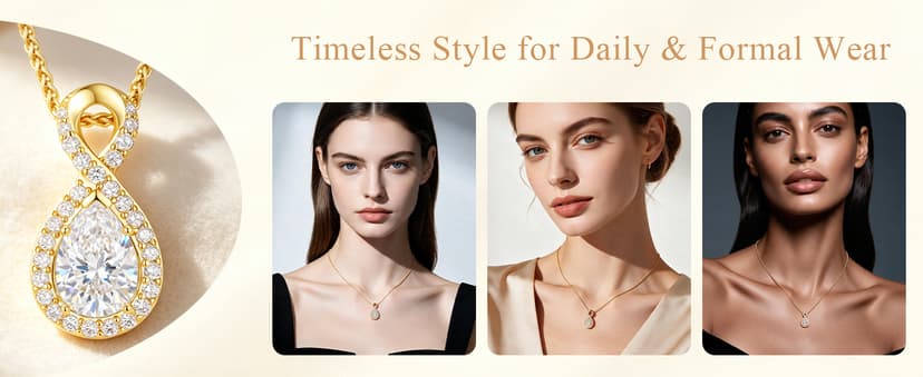D-VVS1|18K Gold Plated S925 Sterling Silver Women's Jewelry Gift for Women Christmas Mothers Valentines Day, w/LED Gift Box 2CT Moissanite Necklaces for Women Anniversary Birthday Gift for Wife Her B0H94B9M51
