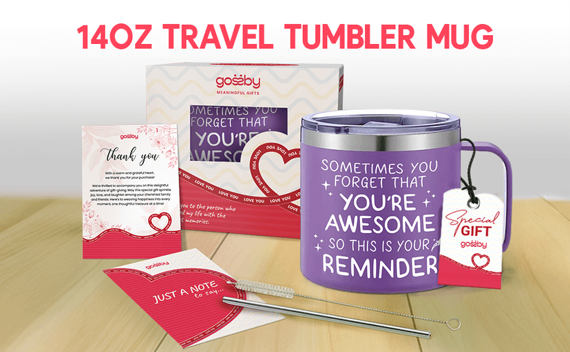 Gossby 14oz Insulated Coffee Tumbler Mug - Thank You for Listening - Thank You, Appreciation, Birthday Gift for Women, Men, Teacher, Boss, Coworker, Friend - Travel Cup with Lid, Straw