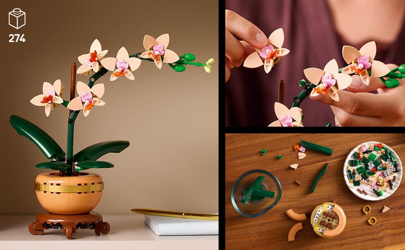 LEGO Botanicals Mini Orchid Building Set - Artificial, Fake Orchid for Home Decor, Adults Ages 18+ - Gift for Birthdays - Indoor Plant Decorations for Table, Desk, Office - 10343