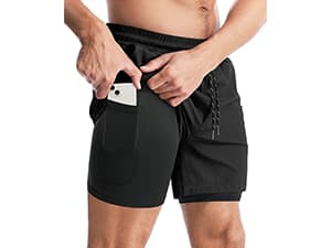 Aolesy Men's 2 in 1 Running Shorts 5" Workout Gym Athletic Shorts for Men Quick Dry Lightweight Training Shorts with Pockets