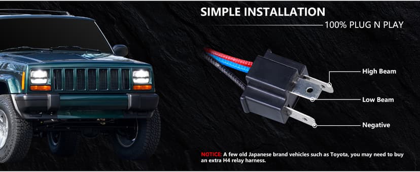 BICYACO 1 Pair 105W Rectangular 5x7/ 6x7 Inch Led Headlight High Low Beam Headlamp Compatible with Jeep Wrangler YJ Cherokee XJ Kenworth T300 1997-2010 Replacement H6054 H5054 H6054LL 69822 6052 6053
