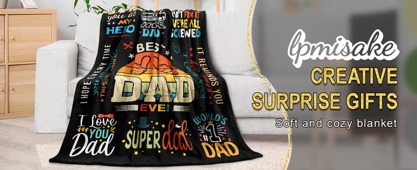 Dad Throw Blanket - 50x60 Inch Soft & Durable Gifts for Dad Birthday, Father's Day, Retirement - Perfect for Travel, Camping, Office & Home Use from Daughter or Son