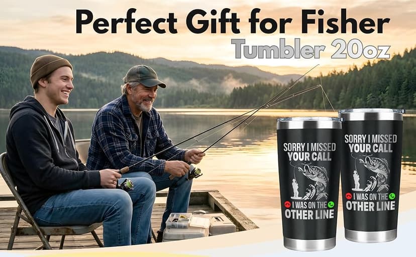 Funny Fish Gifts for Men - Sorry I Missed Your Call I Was On The Other Line Fish Tumbler - Fish Cup for Men - Fathers Day Christmas Birthday Fisherman Gifts - Fisherman Retirement Gift B0GQ3RCLNH