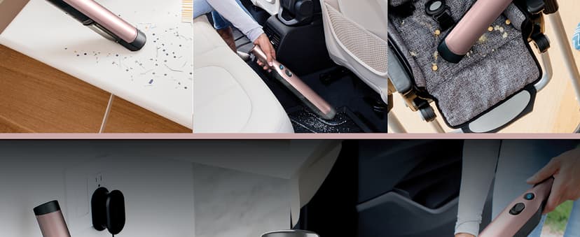 Shark WANDVAC Cordless Hand Vac, Lightweight, Portable at 1.4 lbs., Powerful Suction, Charging Dock, One-Touch Empty for Car & Home, Multi-Surface Pet Tool & Duster Crevice Tool, Rose Gold, WV201RGBRN