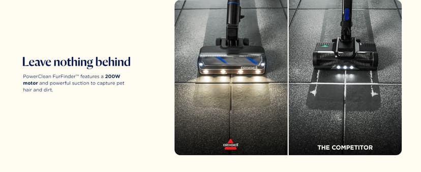 Bissell PowerClean FurFinder 200W Self-Standing Cordless Vacuum w/Tangle Free Brush Roll, Strong Suction, Removeable Battery, Wall Mount, Upholstery Tool & Bright Headlights