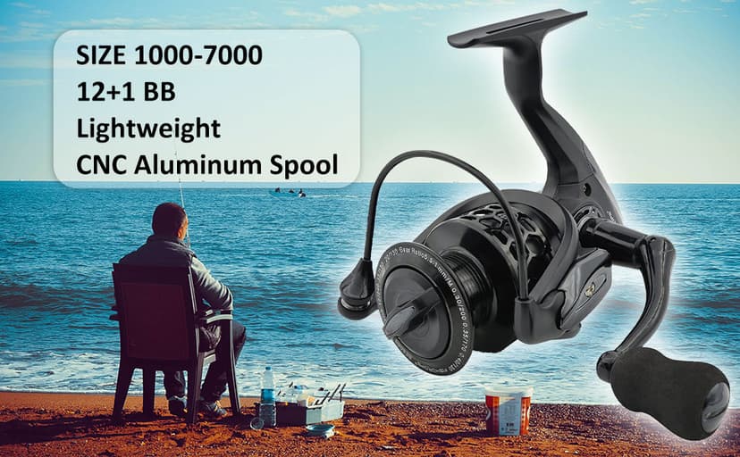 Fishdrops Spinning Fishing Reels 12+1BB Ultra Lightweight Carved Aluminum Spool Reels Affordable Smooth Spinning Reels