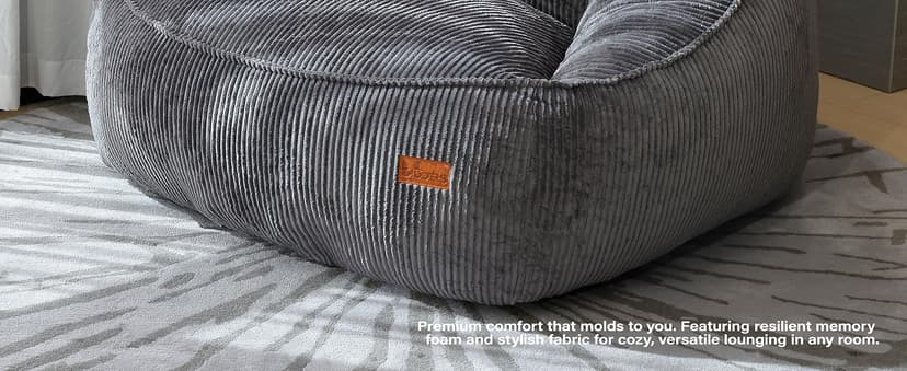 Bean Bag Chair, Cozy Fluffy Beanbag Chairs with Filler for Teens and Kids, Floor Lazy Sofa for Living Room Gaming & Reading (M-Charcoal)