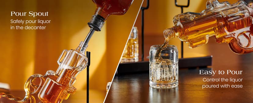 Birthday Gifts for Men Dad, Kollea Gun Whiskey Decanter Set with Shot Glass, Cool Anniversary Christmas Gifts Ideas for Him Husband Brother, Funny Military Retirement Present, Home Bar Drinking Party