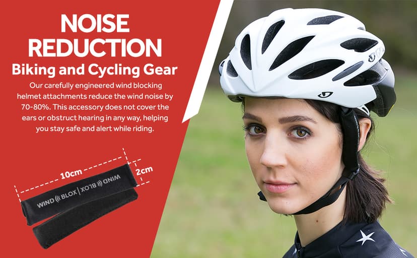 Wind-Blox Pro Helmet Attachment, Wind Noise Blocker Helmet Accessory, Noise Reduction Biking and Cycling Gear, Noise Block Helmet Add-On with Adjustable Straps