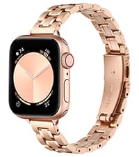 STIROLL Thin Replacement Band Compatible for Apple Watch 38mm 40mm 41mm 42mm(Series 11 10), Stainless Steel Metal Wristband Women Men for iWatch Ultra SE Series 9 8 7 6 5 4 3 2 1, Rose Gold