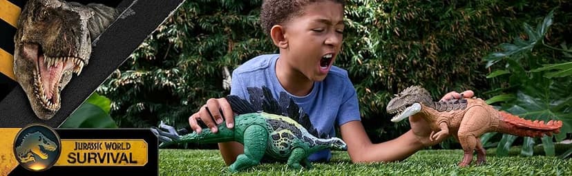 Mattel Jurassic World Dinosaur Figure Toy, Gigantic Thrashers Large Stegosaurus with 2 Attack Action & Evolve Feature, Digital Play