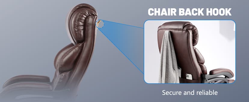 800LBS Big and Tall Office Chair for Heavy People, Heavy Duty Executive Chair with High Back, Extra Wide Seat and Adjustable Lumbar, Large Computer Desk Chair Comfortable for Home Office (Brown)