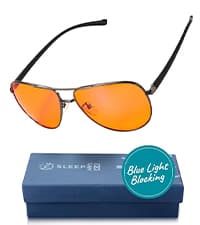 Blue Light Blocking Glasses for Women + Men - Better Sleep + Anti Eye Strain Protection - Computer Screens & Gaming - Metal Clip On - 99% Night-time Amber Lens