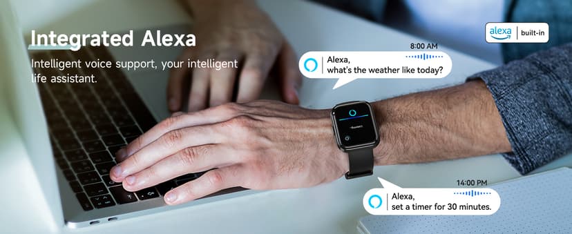 Smart Watch for Men Women, 1.8" Fitness Tracker for Android & iPhone, Answer/Make Calls, Alexa Built-in, Heart Rate/Sleep/SpO2 Monitor Smartwatch, IP68 Waterproof Watches 101+ Sport Modes, 2 Bands