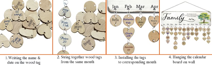 Birthday Gifts for Mom Grandma, Wooden Family Birthday Plaque Reminder Calendar Board Wall Hanging, Grandmother in Law Granny Present for Mothers Day Birthday Christmas Gift, FAMILY Sayings Pattern