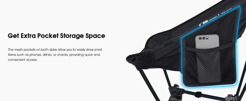MOON LENCE Portable Camping Chair Backpacking Chair - The 4th Generation Ultralight Folding Chair - Compact, Lightweight Foldable Chairs for Hiking Mountaineering, Beach (Black-1Pack)